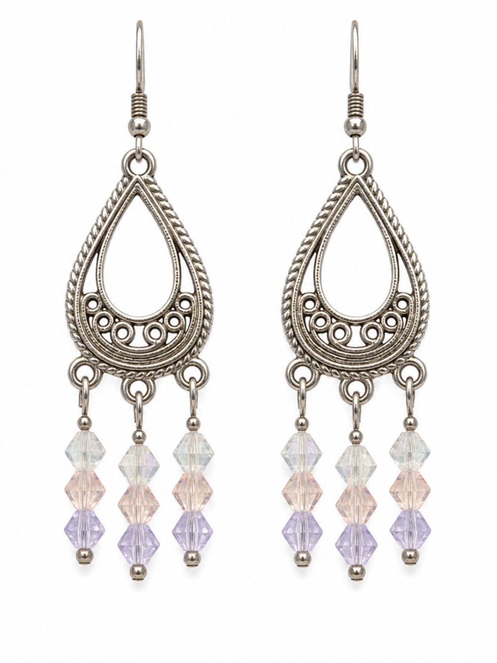 Fairy Wings Chandelier Earrings with Crystal beads
